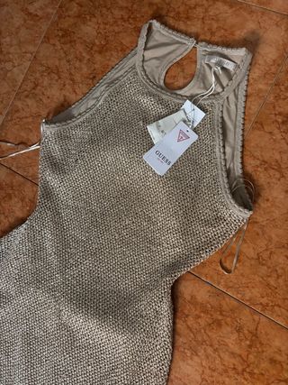 Vestido Guess Beige Dorado