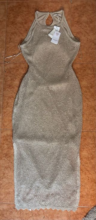 Vestido Guess Beige Dorado