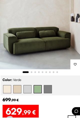 Sofá modular de terciopelo verde