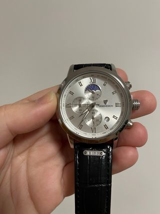 Reloj de pulsera unisex Lige Negro y Plateado