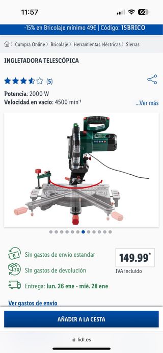 Sierra ingletadora 2000 W