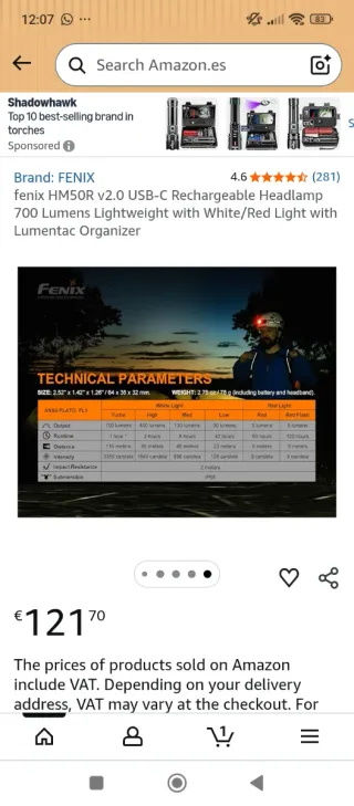 Linterna Frontal Fenix HM50R v2.0