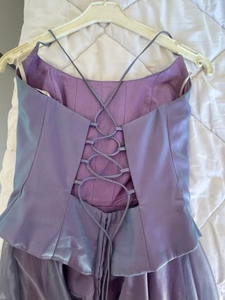 Vestido fiesta gasa y corsé malva Faviana new york