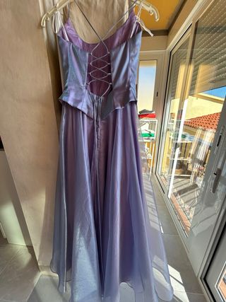 Vestido fiesta gasa y corsé malva Faviana new york
