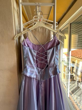 Vestido fiesta gasa y corsé malva Faviana new york
