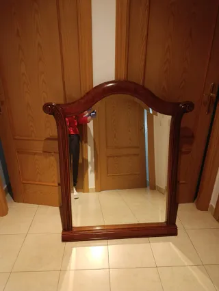 ✅ ESPEJO DE MADERA MACIZA TALLADO VINTAGE‼️MARCO‼️