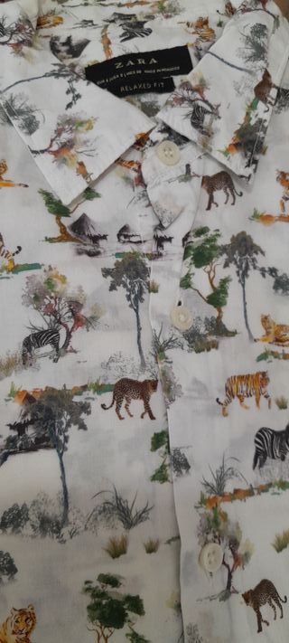 Camisa Zara Estampado Selva Talla M