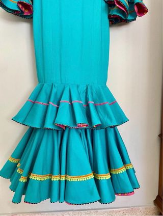Traje de flamenca azul