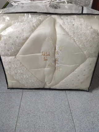 Edredón Cama 120cm Beige/Blanco