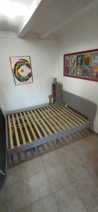 Cama Somier Canapé + Colchón Ikea Gris