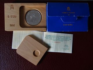 3 Onzas Plata España 5 ECU 1989 1991 1995