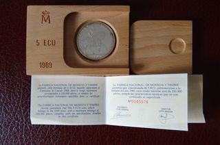 3 Onzas Plata España 5 ECU 1989 1991 1995