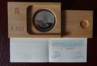 3 Onzas Plata España 5 ECU 1989 1991 1995