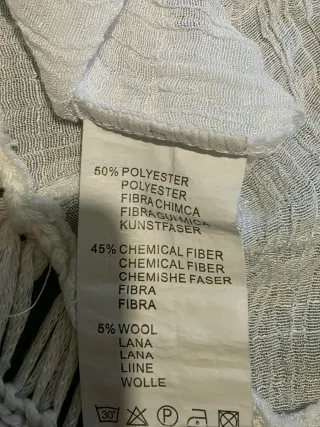 Túnica boho crochet beige/bianco taglia unica