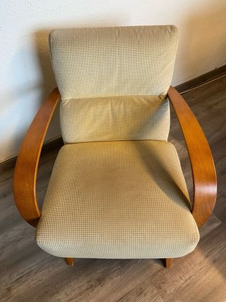 Butaca madera rústica beige