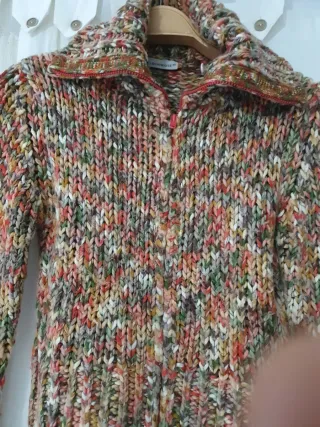 Jersey mujer cuello y cremallera multicolor