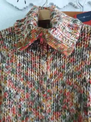 Jersey mujer cuello y cremallera multicolor