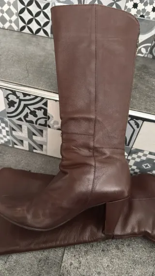 Botas Cuplé Piel Marrón Talla 39 Mujer