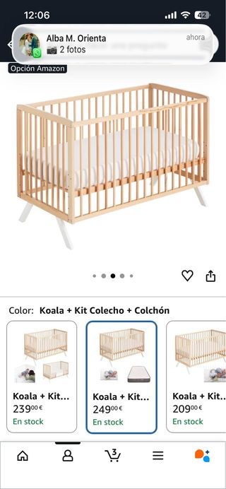 Cuna de bebé con colchon