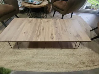 Mesa de centro madera y metal estilo roble