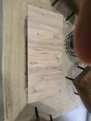 Mesa de centro madera y metal estilo roble