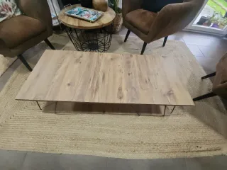 Mesa de centro madera y metal estilo roble