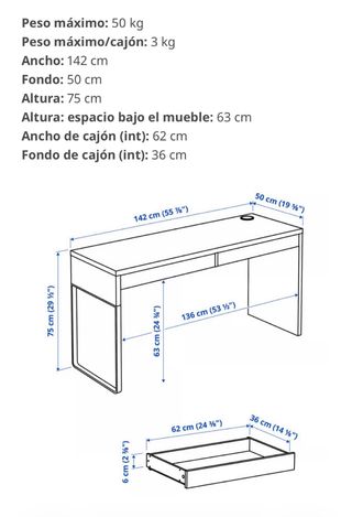 Escritorio blanco con dos cajones