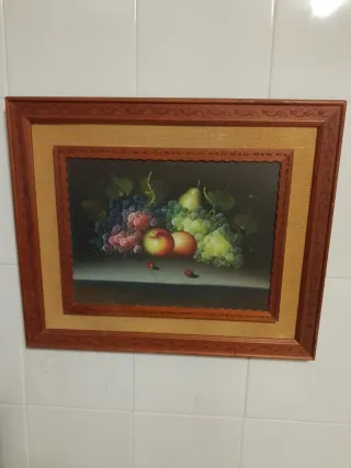 Cuadro bodegón frutas y manzanas