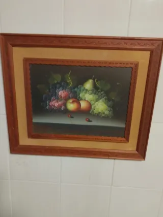 Cuadro bodegón frutas y manzanas