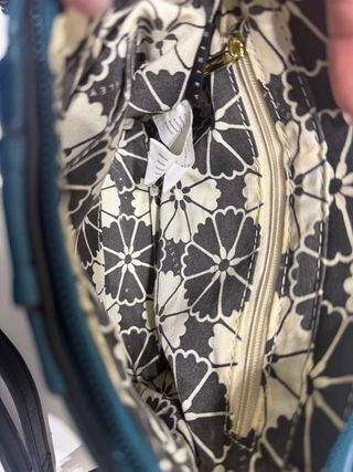 Borsa a tracolla Sisley beige e blu petrolio