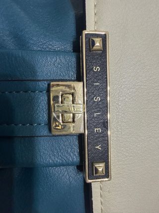 Borsa a tracolla Sisley beige e blu petrolio