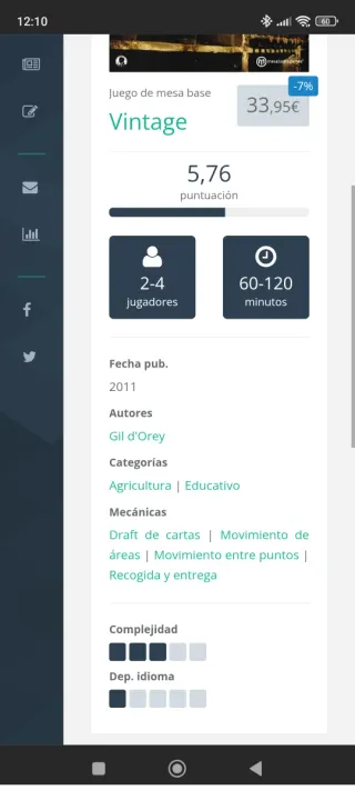 Juego de mesa Vintage - Produce vino de Oporto