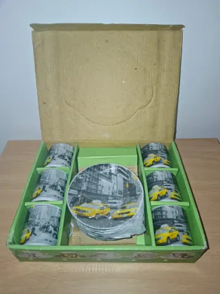 Juego de café 6 tazas y platos cerámica