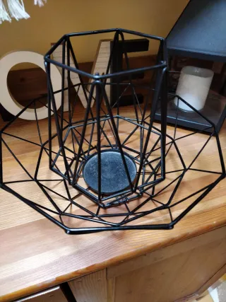 Set frutero y porta velón negro metal