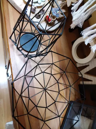 Set frutero y porta velón negro metal