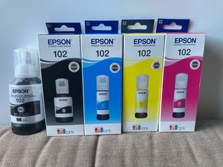 4 Tintas Originales Epson Ecotank 102 (BK.C,Y,M)