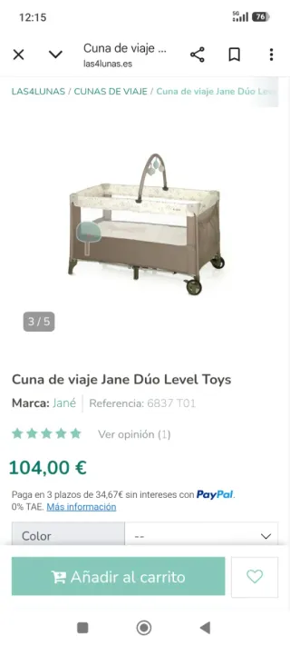 Cuna de viaje Jane Dúo Level Toys