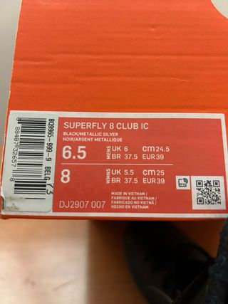 Nike Superfly 8 Club IC Nero Grigio 39