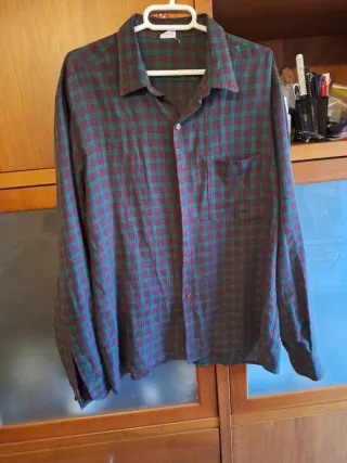 Camisa cuadros verde y granate
