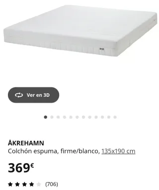 Colchón IKEA ÅKREHAMN 135x190 cm seminuevo