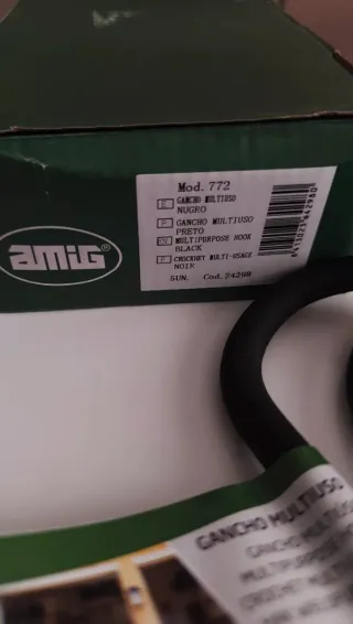 Gancho Multiusos Negro AMIG 24298 Pack 5 Uds.