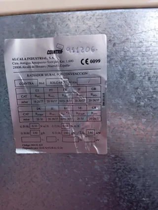 Radiador Cointra Solga Gas Natural