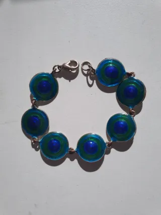 Pulsera Vintage Art Deco Azul y Verde