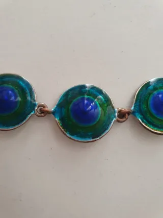 Pulsera Vintage Art Deco Azul y Verde