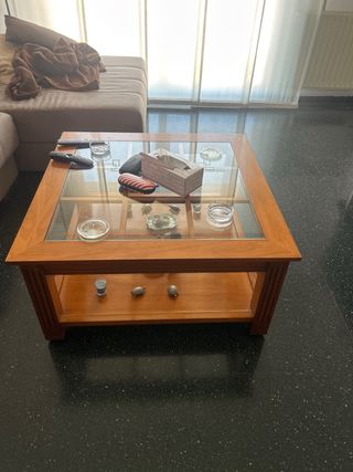 Comedor completo madera y cristal