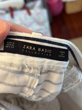Shorts Zara Talla M Rayas Azul Blanco