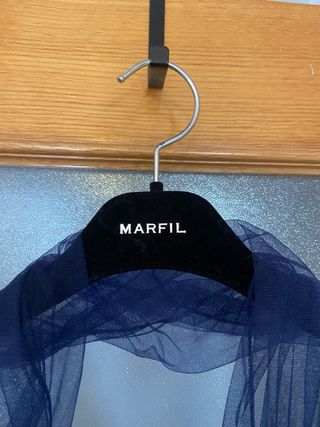 Vestido Marfil Barcelona azul y plata