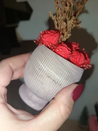 Vasetto con fiori secchi rossi