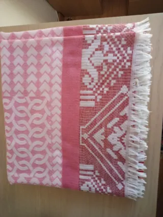 Pañuelo extragrande rosa y blanco