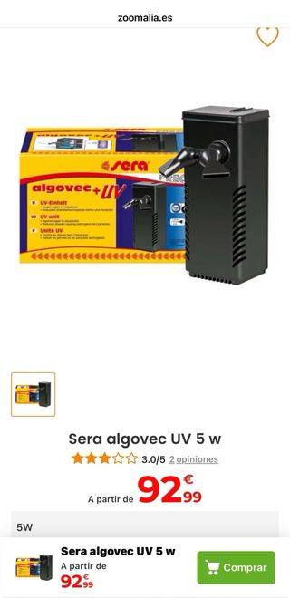 SERA ALGOVEC + UV ACUARIO 100l FILTRA RECIRCULA